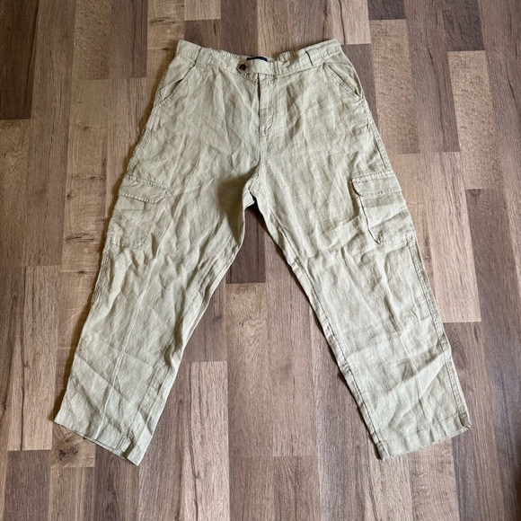 Rachel Roy Linen Pants Lightweight Boho Summer Spring Cargo Womens Large - Picture 1 of 7
